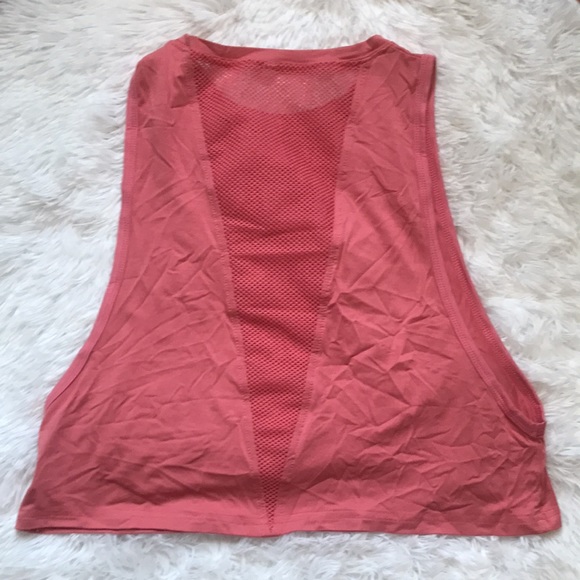 Women’s Cropped Muscle Tank Flowy Mesh Workout Top Size Small Rose Pink Like New - Picture 6 of 15